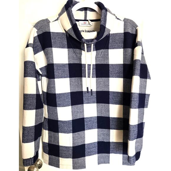 Vineyard Vines Sweaters - Vineyard Vines Buffalo Check Mock Neck Plaid Print Pullover Sweatshirt Blue XS